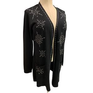 Size XL Seven Manor Womens New Black Embellished Cardigan Sweater Holiday